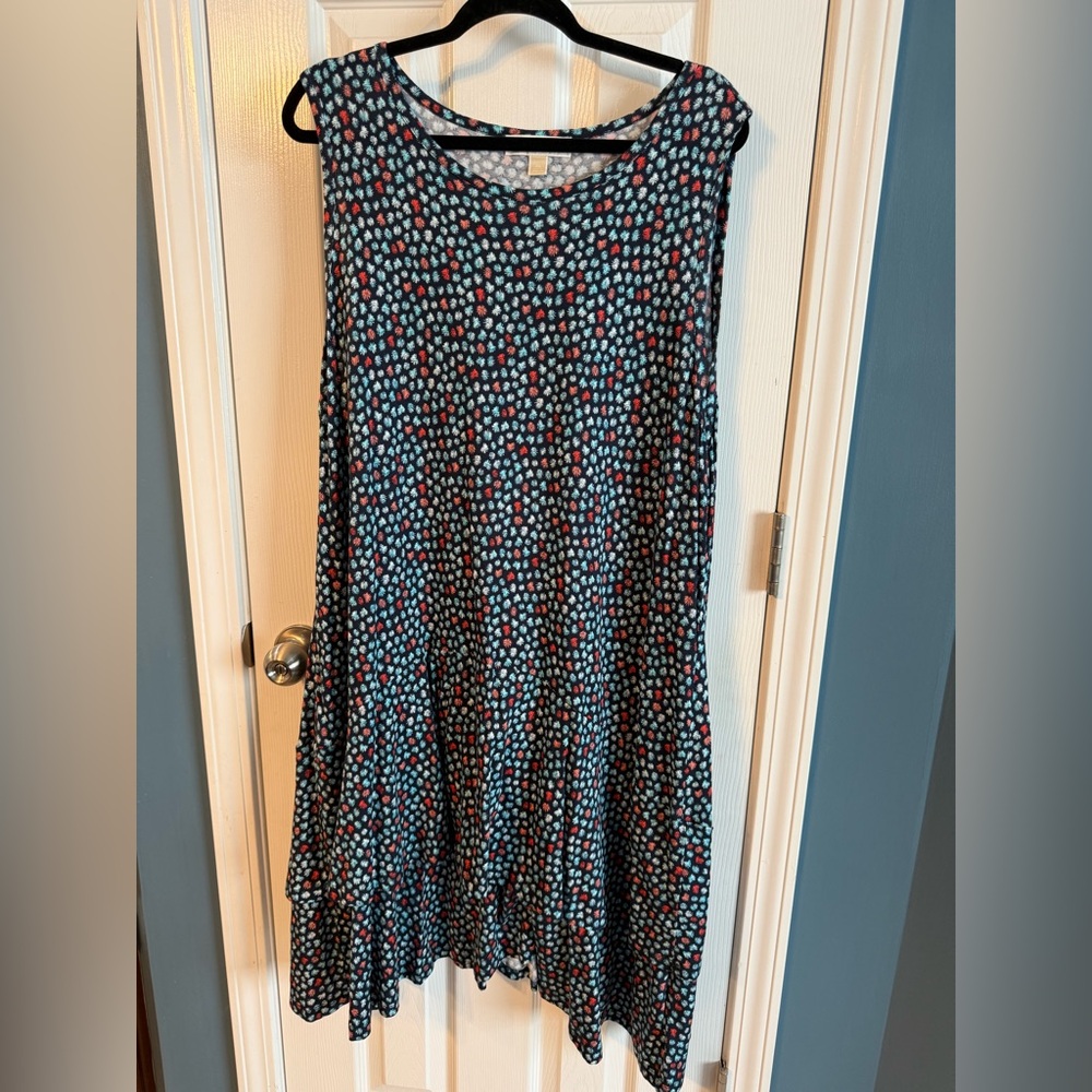 Michael Kors Black Dress with Blue and Coral Starburst Print